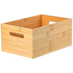Caixa Organizadora Keep 11L Bambu Natural Alças Estrutura Modular Ideal Cozinha Lavanderia Quarto Ou