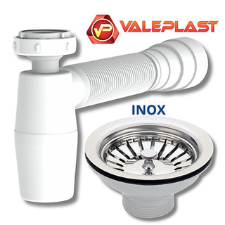 Cifrao de Pia Sifão Copo Sanfonado + Válvula Pia Cozinha Gourmet Válvula Aço Inox 3.1/2' Cuba Gurmet