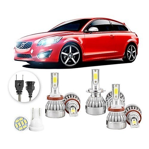 Lâmpadas Ultra Led Volvo C30 20000lm Alto Baixo e Milha + Pingo Led
