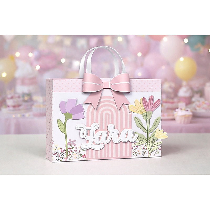 Sacola personalizada -  Laço e Flores - Lembrancinhas personalizadas - Festa em casa