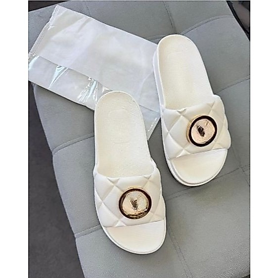 Chinelo Slide Feminino Premium Acolchoado Fivela de Metal Dourada - Sandália Confortável Sola Alta Antiderrapante Luxo