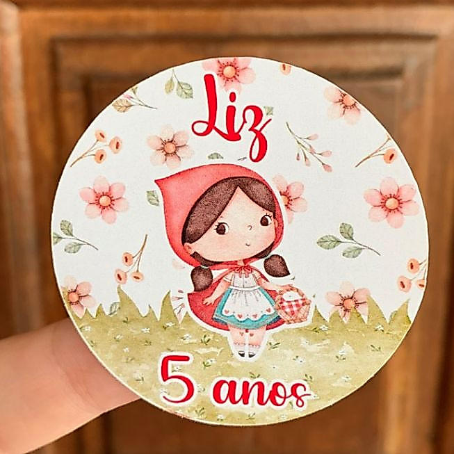 Adesivos Personalizados Chapeuzinho Vermelho 5x5cm para Lembrancinhas Festa Aniversário