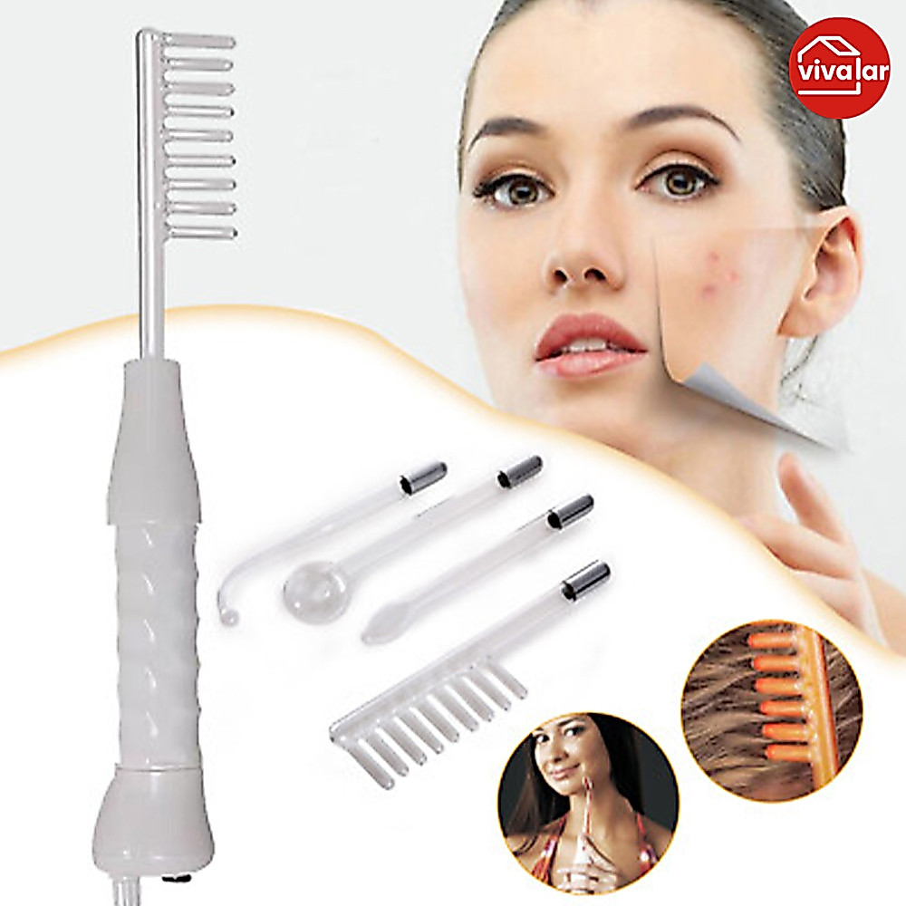 Conjunto portátil de eletrodos de alta frequência de tubo fino para rosto e cabelo (4 peças)
