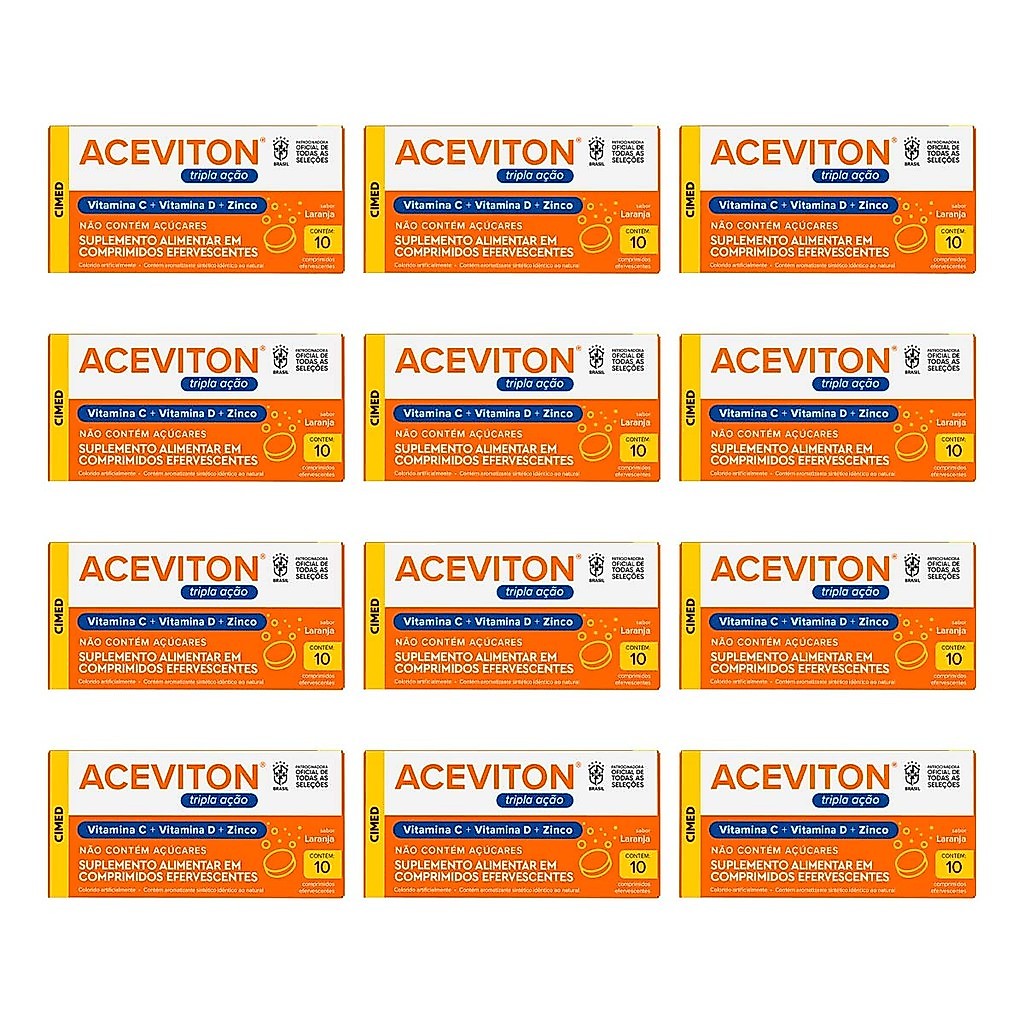 Kit 12 unidades Aceviton Tripla Açao 10 Cpr Efervecente