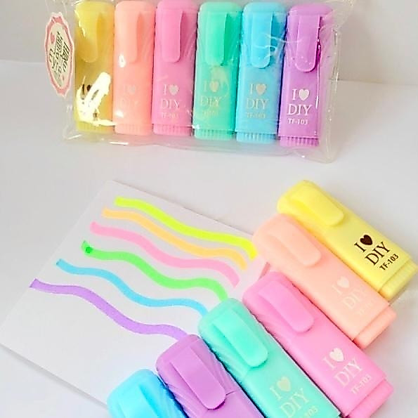 6 Mini Canetas Marca Texto Criativa