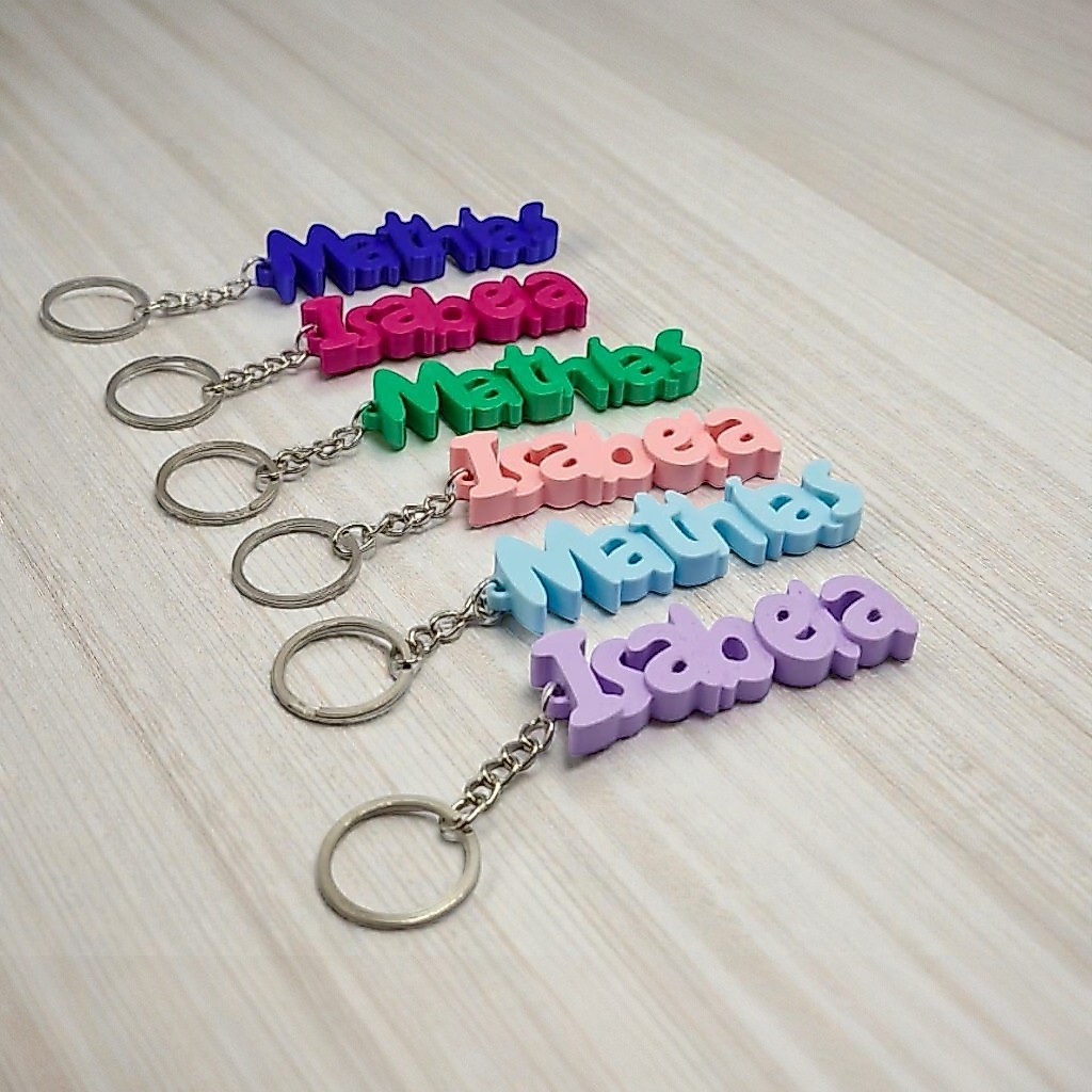 Chaveiro Nome Personalizado Impressão 3D Letra Várias Cores Acessórios Moda