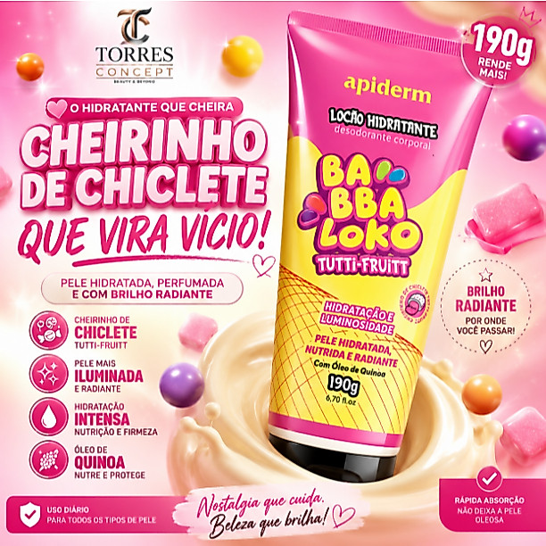 Hidratante Corporal Babbaloko Tutti Frutti 190g Bell Corpus Pele Macia Cheirinho de Infância Vitamina