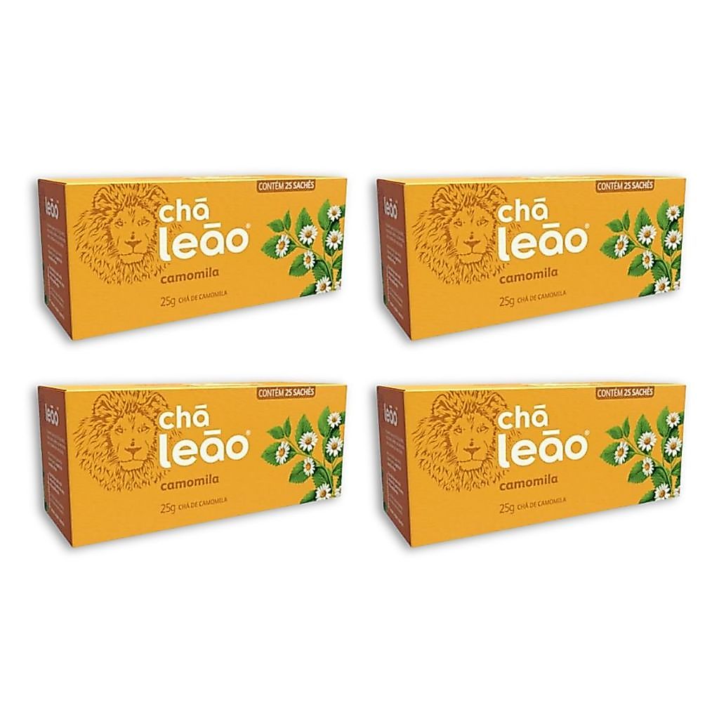 Kit 4 Caixa De 25 Sachês Chá Camomila Leão
