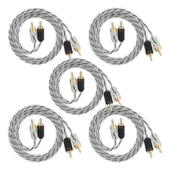 KIT 5 CABOS RCA INJETADO 1 METRO TARAMPS PARA SOM AUTOMOTIVO