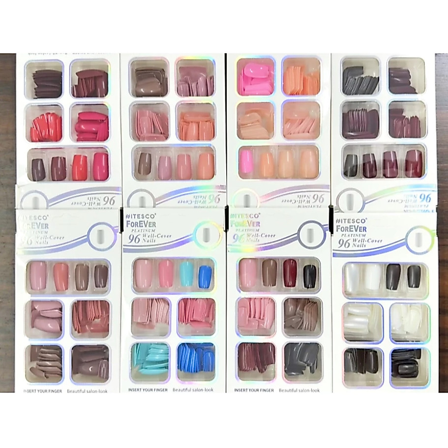 Kit 96 Unha Postiça Realista Coloridas Cores Lindas para Todos os Looks e Ocasiões Moda 2025