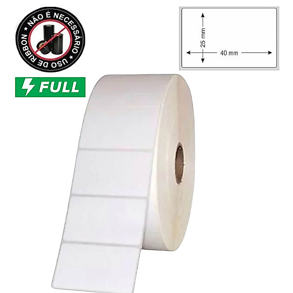 1 Rolo Etiquetas Adesivas Térmica 40x25 1 Coluna