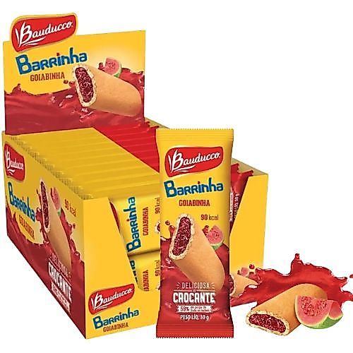 Barrinha Goiabinha Biscoito Bauducco C/20 Unidades Saboroso e Prático, Embalagem Individual