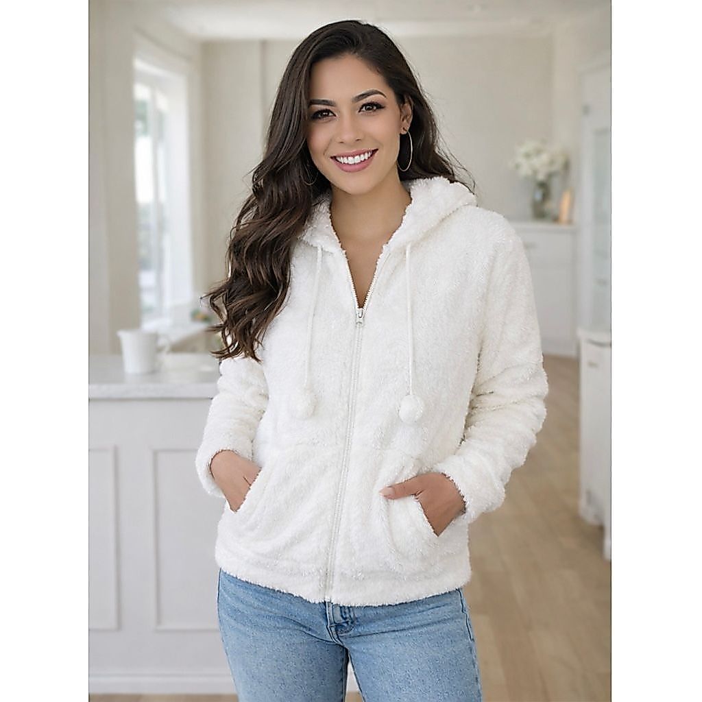 Casaco Moletom de Pelinho Blusa Frio Feminina