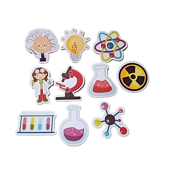 100 mini apliques adesivos cientista menina