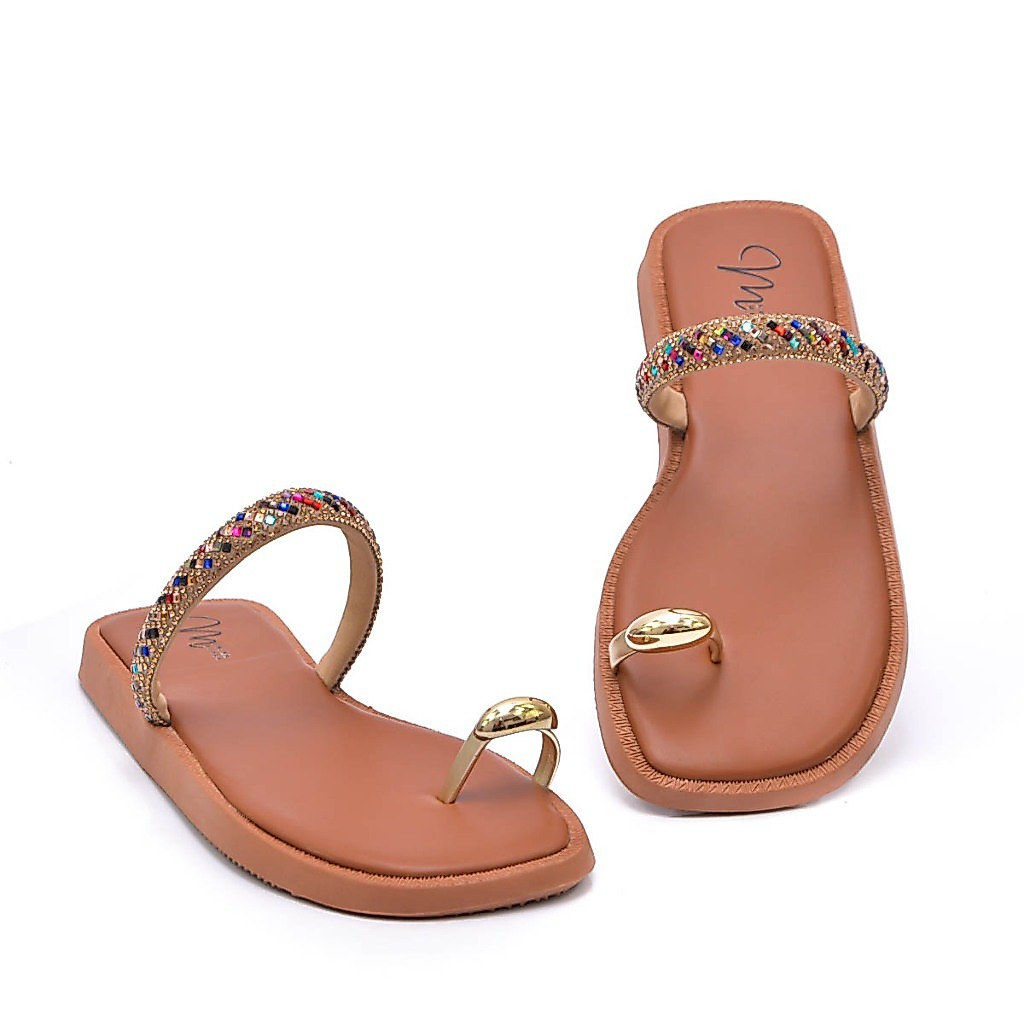 Sandália Papete Rasteirinha Flat Dedinho Confortável CARAMELO Oferta Envio Rápido