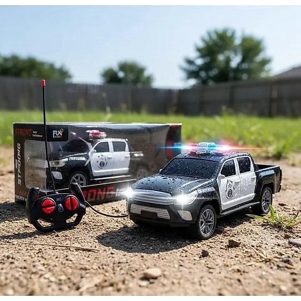 Policia Carro Controle Luz e Som Com Pilhas Brinquedo Infantil