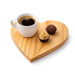 Tabua Coração Para Servir Café Doces Petiscos De Madeira Selado Com Oleo