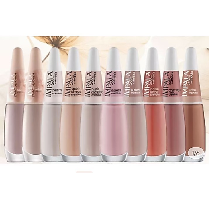 kit com 10 esmaltes Impala nude mais vendido coisa linda