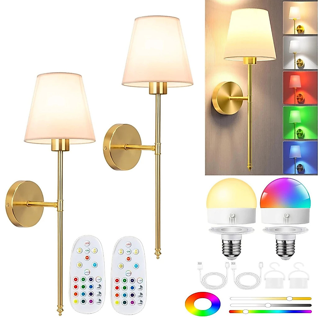 Abajur Luminária Sem Fio Com Lampada Recarregável De Parede Cabeceira De Quarto Cama 15 Cores