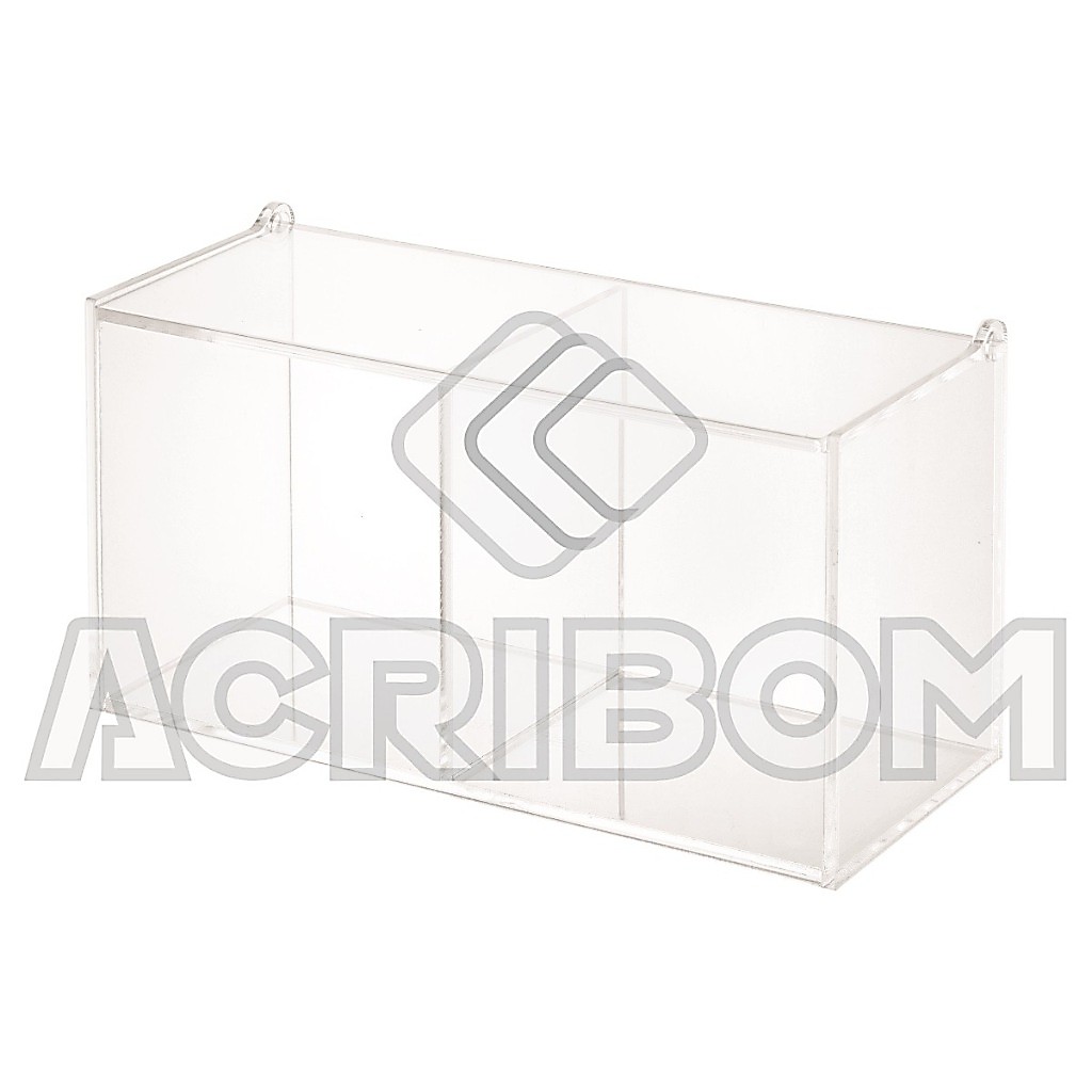 Caixa Porta Chá Com 2 Nichos e Tampa Articulada em Acrílico Cristal / Transparente - Acribom — imagem 2 de 2