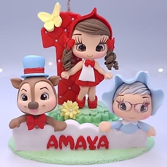 Vela chapéuzinho vermelho em biscuit, topo de bolo chapéuzinho vermelho, aniversário festa infantil