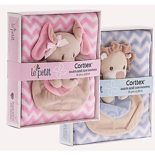 Manta com naninha para bebê infantil 1,0m x 0,75m microfibra macia soft menino e menina