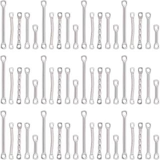 DICOSMETIC Conectores de Barra, Pingentes Torcidos, Brincos de Tira com 2 Furos, Pingentes de Aço Inoxidável para Fabric