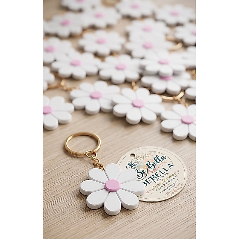 Chaveiro Margarida Personalizado Luxo - Lembrancinha Casamento, Maternidade e Eventos | Bê Bella Resinas 10uni