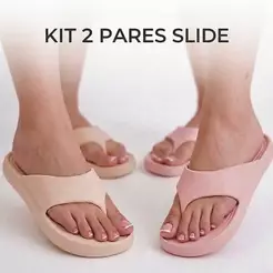 Kit 2 Pares Chinelo Slide Feminino Praia Dia a Dia Casual Micro Expandido