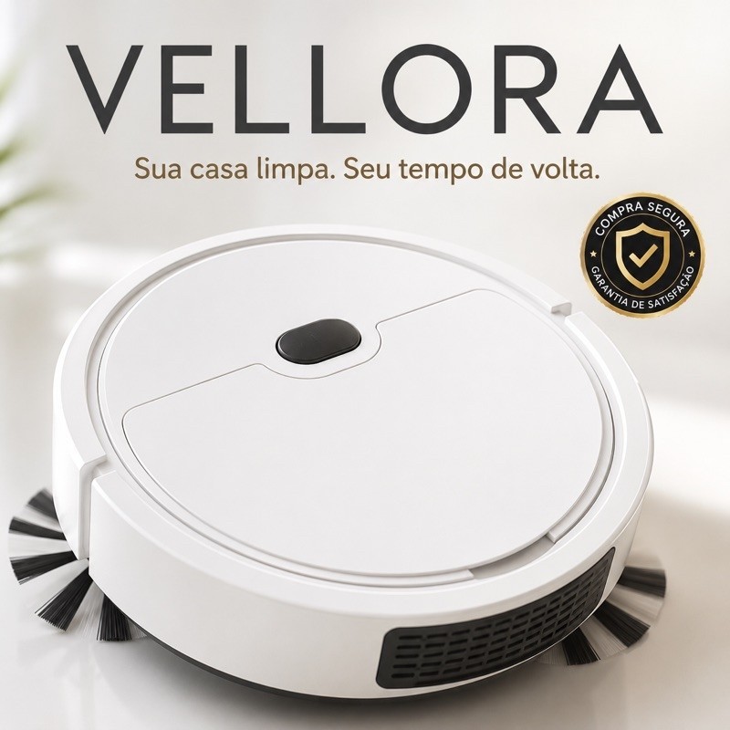 Robô Aspirador de Pó Vellora 110V Recarregável 2800Pa 18W 0,3L Compacto