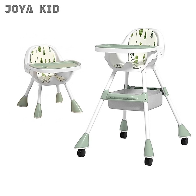 JOYA KID Cadeira De Alimentação Bebê Portátil 3 em 1 Cadeirão Com Rodinhas Almofada Removivel Mesa