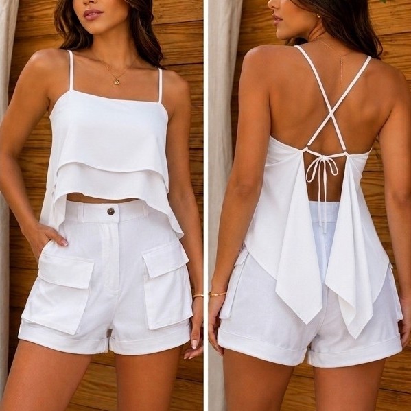 Blusa feminina amarração nas costas transada moda tendência