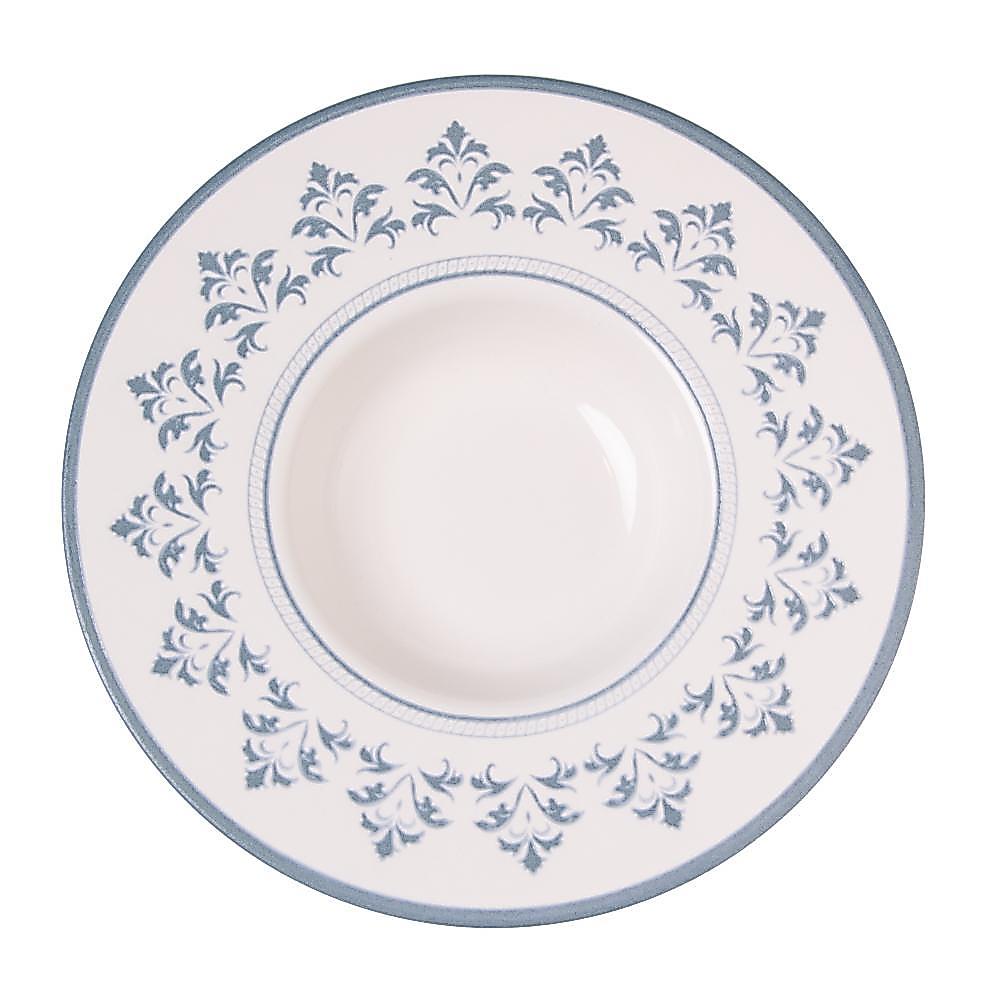 Prato para Risoto 28cm Azul Cerâmica Porto Wolff para Massas Saladas Carnes Mesa Posta Jantar Almoço Eventos Restaurante