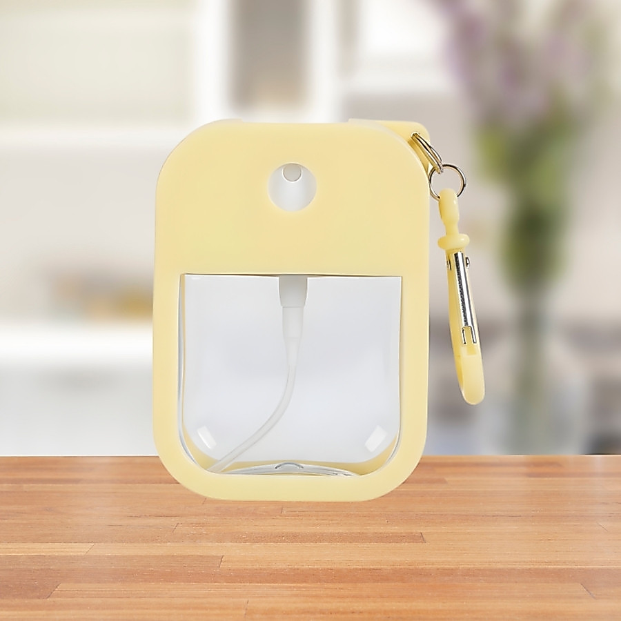 Frasco Spray Portátil Macaron Cartão com Capa de Silicone e Gancho - 38ml - Amarelo - 1 unidade - Rizzo · foto 2