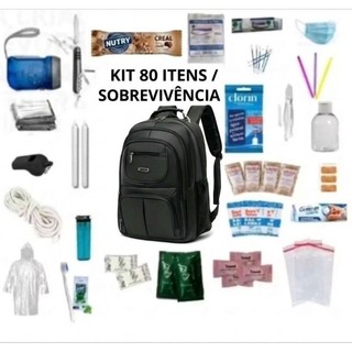 Mochila de Emergência Sobrevivência com kit de 80 itens, impermeável ou Somente o kit