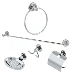Kit Acessórios Banheiro Inox Stander Saboneteira Papeleira Porta Toalha Gancho