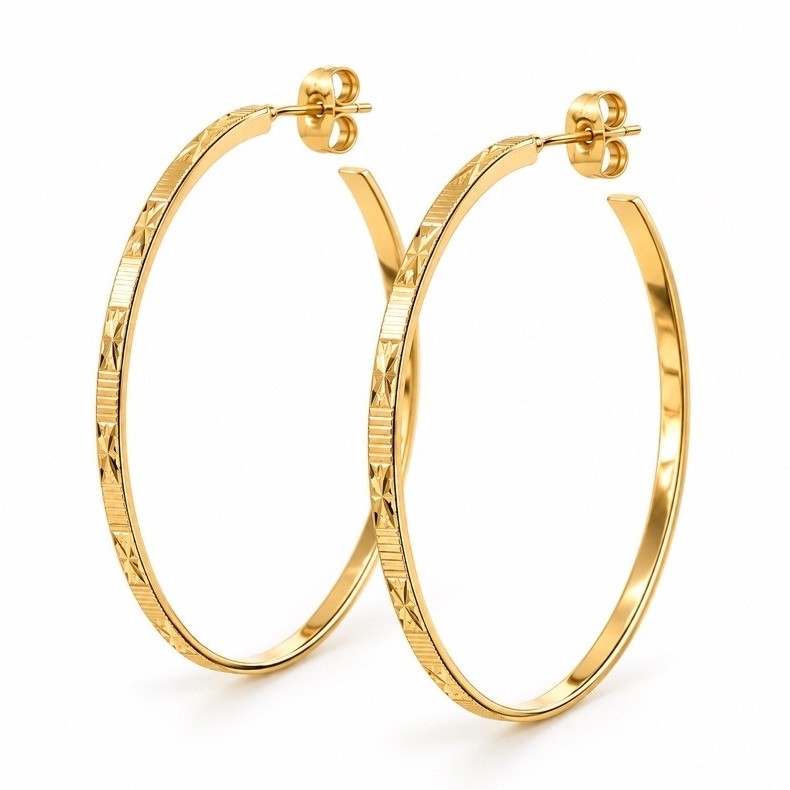 Brinco Argola Grande Feminina Banhada Ouro 18K