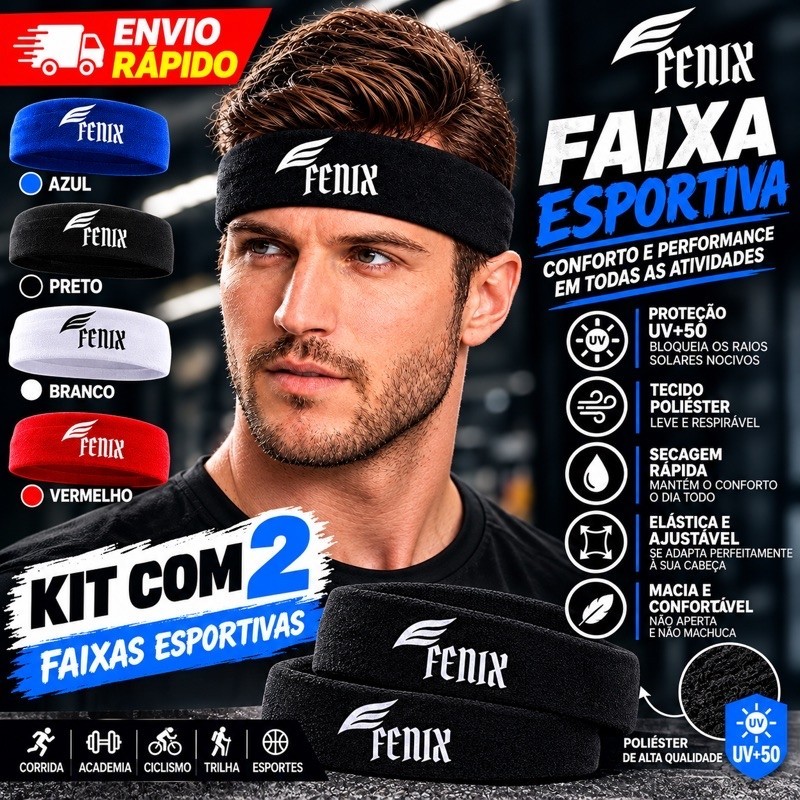 2 testeiras anti suor faixa para cabelo envio em 24h esportes fenix