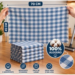 10 Panos de chão xadrez Extra Grande pano de limpeza 70x45 Tecido Duplo