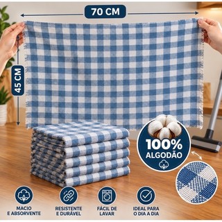 10 Panos de chão xadrez Extra Grande pano de limpeza 70x45 Tecido Duplo
