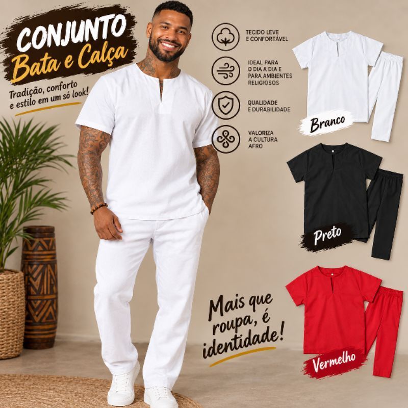 Conjunto umbanda e candomblé calça e bata