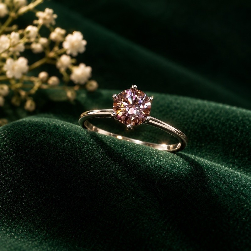 Anel Solitário Feminino Moissanite 6mm em Prata 925 Elegante