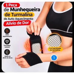 Munhequeira Magnética Turmalina Alivio de Dor Pulso Aberto 1pç
