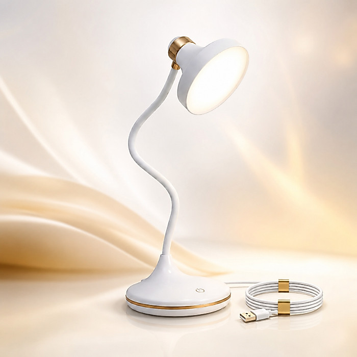 Abajur Luminária De Mesa Led Touch 3 Cores Recarregável Usb Flexível Premium