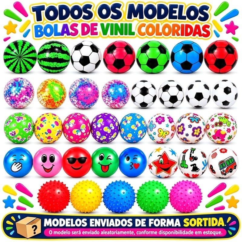 🔥🔥ATACADO Kit 250/200/150/100 Bola de Vinil Infantil Dente de Leite Para Festa Lembrancinha Atacado