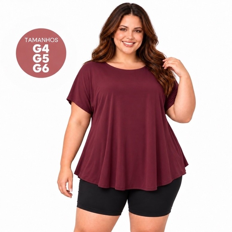 Blusa Bata Plus Size Feminina Lisa Malha Fria Liganete Tam G4 G5 G6 - BULKY