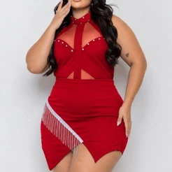 CONJUNTO CROPED+SHORT SAIA franja MODA MIDSIZE PLUS SIZE FEMININA Ref luxo 3481