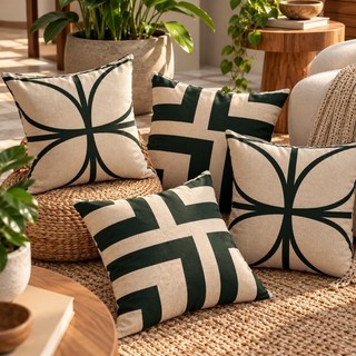 Capa de Almofada 45x45 Decorativa Linho Luxo Verde| kit 2 ou 4 capas | Estampadas | Capa de almofada geometrica