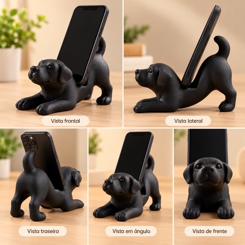 Suporte Celular Cachorrinho Lindo | Decoração para Mesa e Escritório | Cachorro — imagem 2 de 2