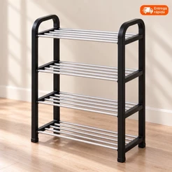 Sapateira Organizadora 4 Andares Petrin em Metal e Plástico 50x45x20 cm